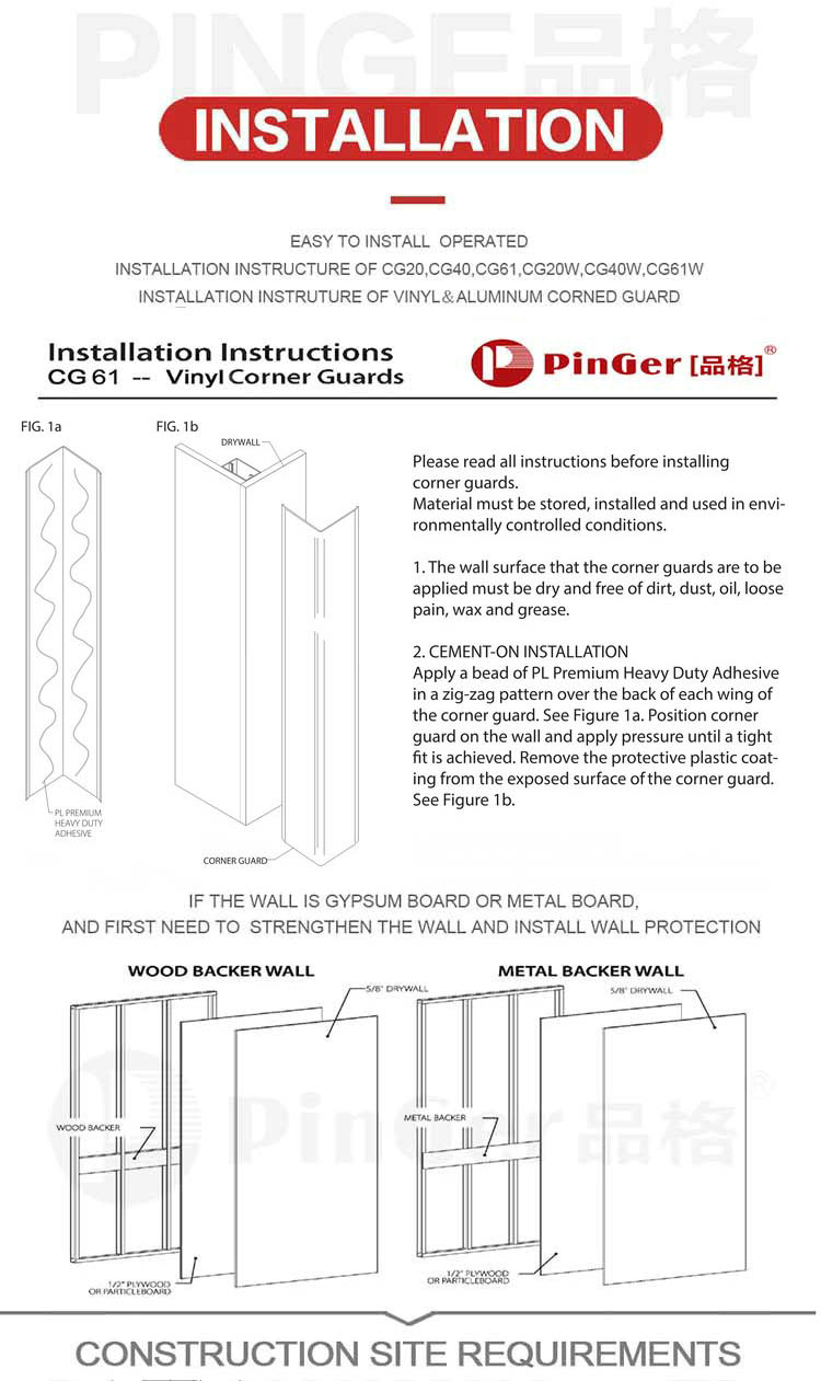 Protetor de canto retardador de fogo de PVC para paredes